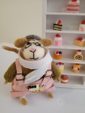 Wool Felt Mouse Mice Doll Collectible Bakery Ornament Holiday Christmas