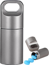 Small Keychain Pill Holder,304 Stainless Steel Portable Pill Case Organizer for