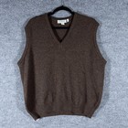 LL Bean Sweater Vest Mens Large Brown V Neck Wool Knit Made In Ireland