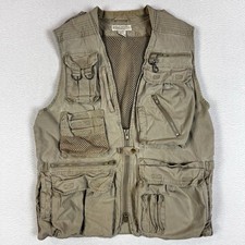 Vintage Banana Republic Safari Vest Sz M Khaki Fishing Hunting Multi Pocket Mesh