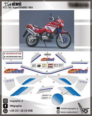 GLITTER XT 750 Z SUPER TENERE 1993 Grafik Aufkleber/Stickers/Decals
