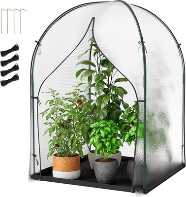 MOPHOTO Zippered Door Walk-in Mini Green House with Bubble Film Cover & Mat