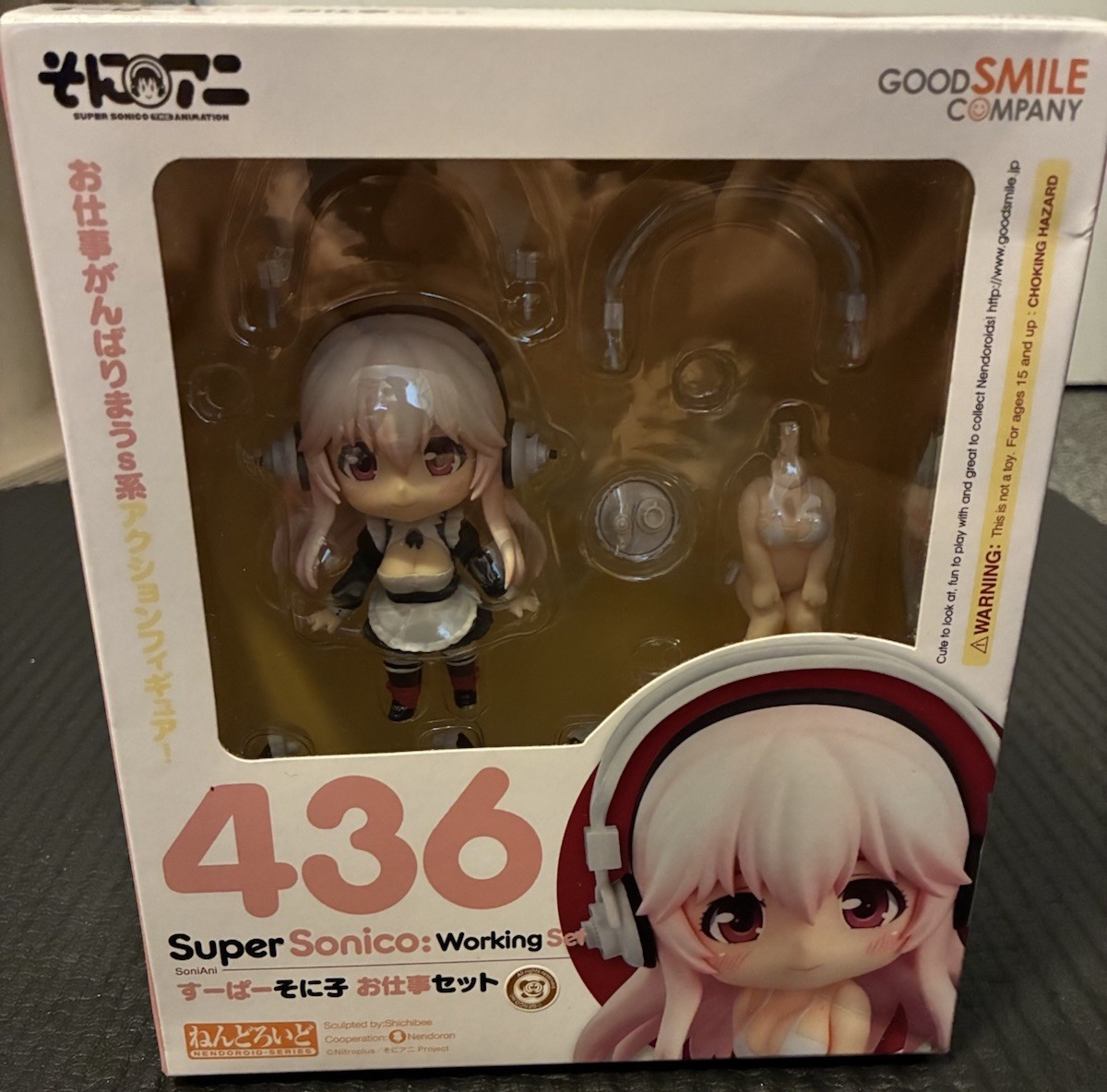 Figura Auténtica Nendoroid 436 Super Sonico Juego de Trabajo Buena Sonrisa