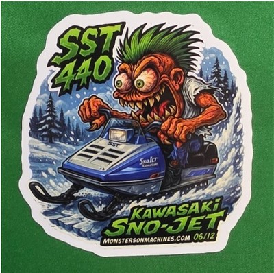 Kawasaki Sno-Jet SST 440 Snowmobile 9x9cm Durable Die-Cut Vinyl Sticker 6 of 12
