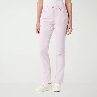 Gloria Vanderbilt Amanda Classic Straight Jeans Womens 14 Soft Peony Zip Closure
