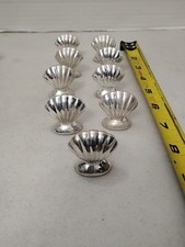 Vintage Shell Place Card Holders 9 Heavy Cast Metal Nautical Table Silvertone