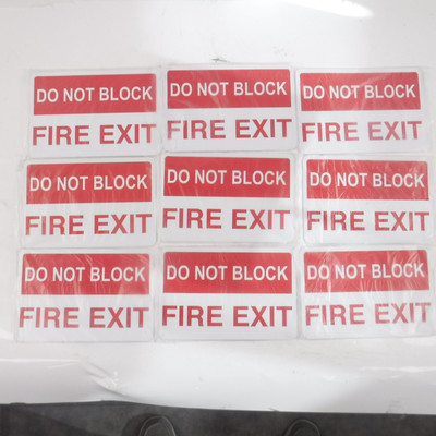 8 Pack Safe Handler DO NOT BLOCK FIRE EXIT Signs 12'' x 8'' BLSH-FESIGN SEE DESC