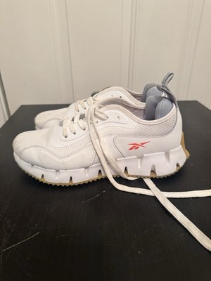 Reebok Zig Dynamica STR Running Shoes Sneakers White Orange Logo Womens 8.5