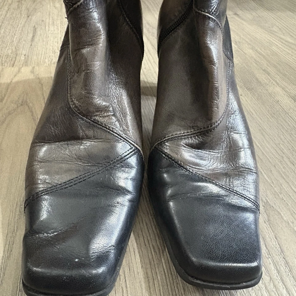 Liz Claiborne Flex Kildare Brown Black Patchwork Leather Ankle Boots Women Sz 8M - Image 4 of 4