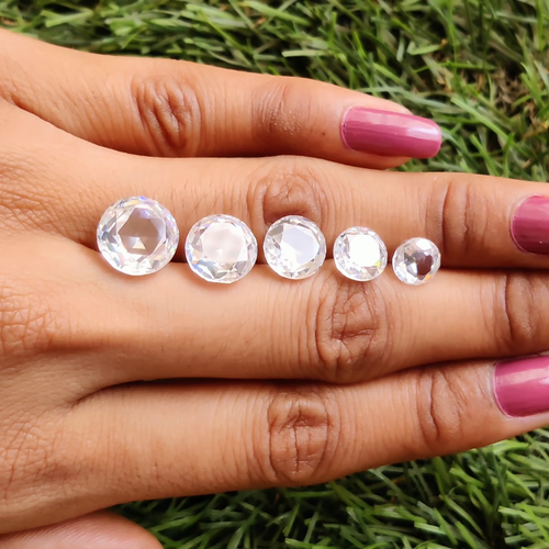 Round Rose Cut Zirconia Stones White CZ Stones Round Rose American Stones GN252 - 第 1 支影片,共 1 支