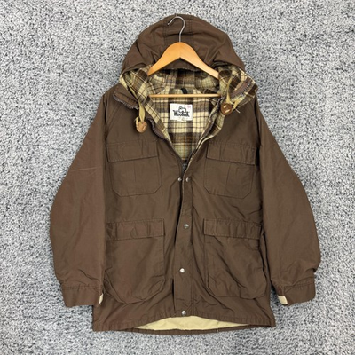 #ad #ad Vintage Woolrich Jacket Mens Large Hooded Wool Lined Field Chore Barn Coat 80s $43.99