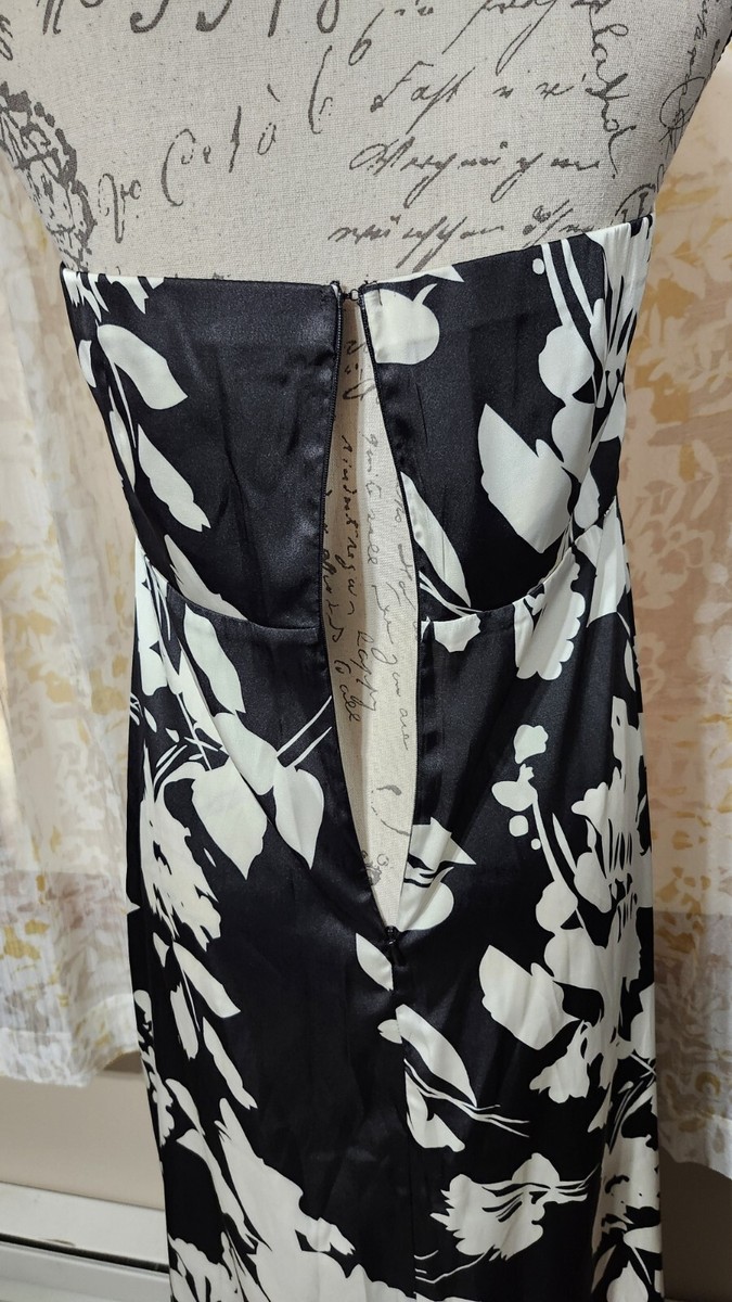 Paper Heart Women's Medium Strapless Maxi Dress Black White Floral Print |  eBay