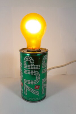 Vintage 7-up UnCola Soda Pop Can Lamp W/  Light Bulb Works!
