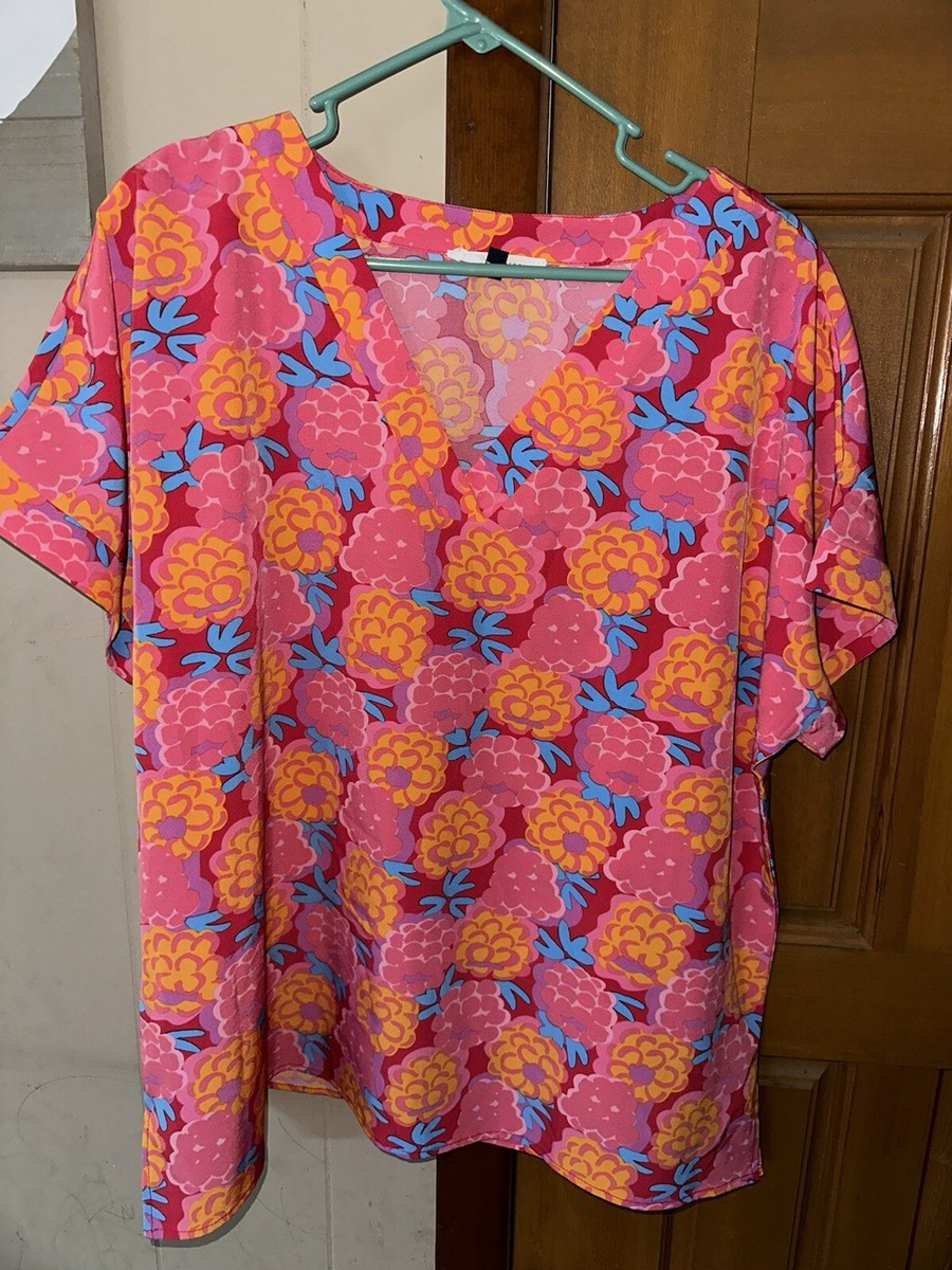 Michelle McDowell Blouse Womens Sz L Short Sleeve | eBay