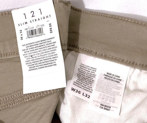 Lucky Brand Men's 121 Slim Straight Sateen Jeans Pants in Sandstone Size Various - Picture 19 of 21