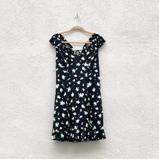 NWT Free People Like a Lady Black Lemon Print Ruffle Hem Mini Dress Medium