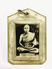 Thai Amulet LP Sod Pak Nam Temple Photo behind Emerald Buddha Phra Kaew Morakot