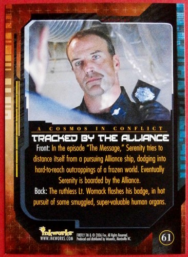 Joss Whedon's FIREFLY - Card #61 - Tracked by the Alliance - Inkworks 2006 - Picture 2 of 2