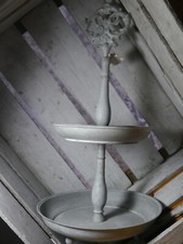 Etagere, 2 Teller, Grau, Metall, 46 cm, Shabby Chic, Nostalgie, NEUWARE,