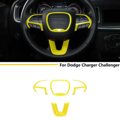 Yellow Steering Wheel Cover Trim Bezel for Dodge Charger Challenger Accessories