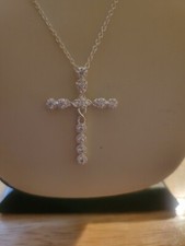 Silver plated cubic zirconia cross