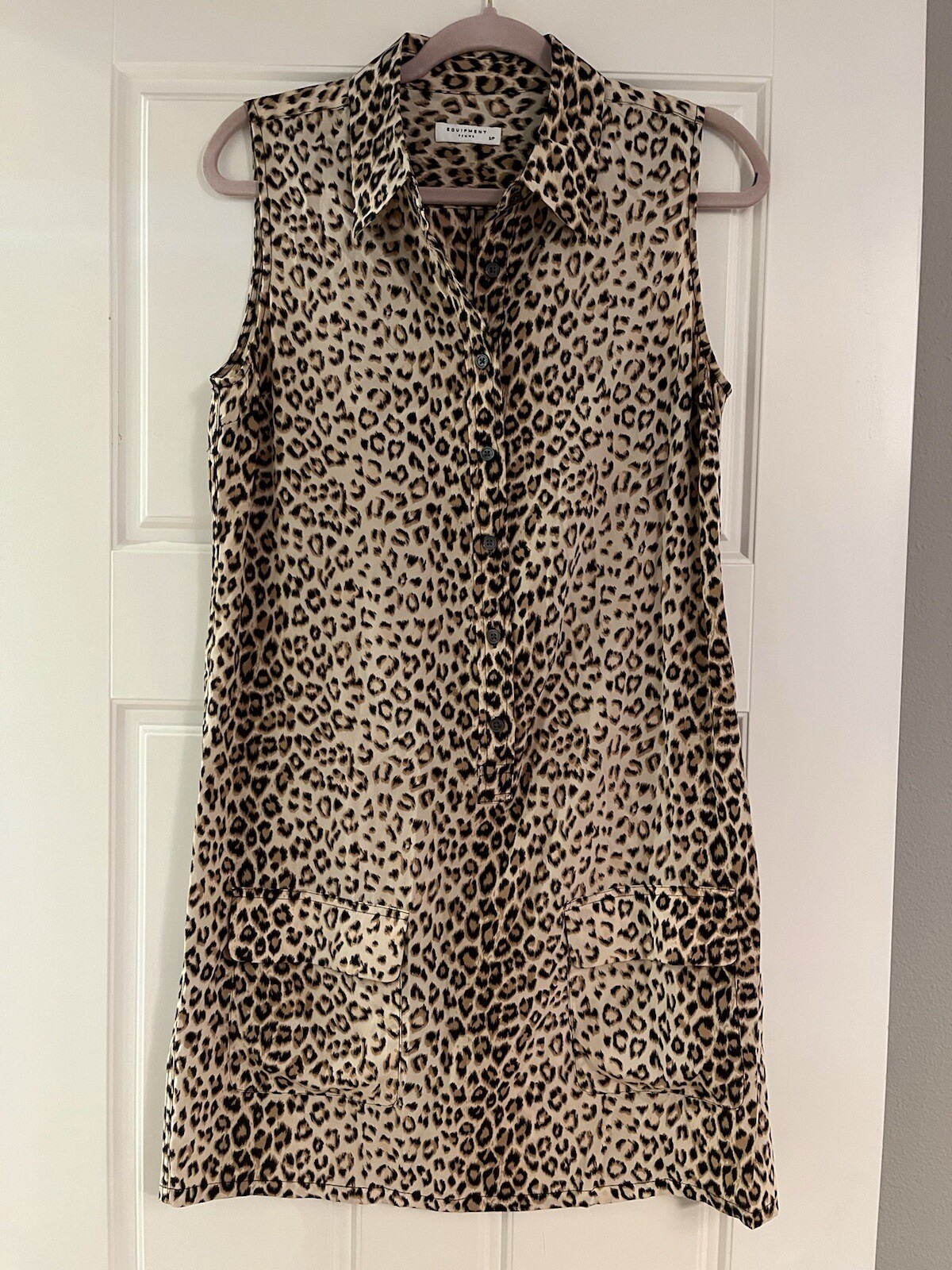 Equipment Femme Lucida Silk Leopard Print Dress Size S Small Brown