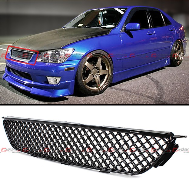 VIP GLOSSY BLK JDM DIAMOND FRONT HOOD MESH GRILL GRILLE FOR 200105 LEXUS IS300 eBay