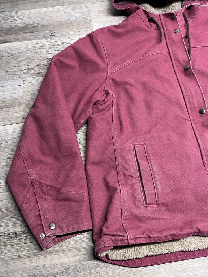 Carhartt Womens Sierra Sherpa Lined Maroon Raspberry Red Hooded Jacket XL 16/18 - Image 3 of 4