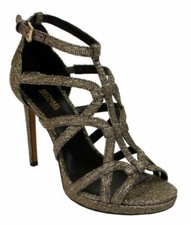 Michael Kors Sandra Caged Platform Dress Sandals Black/Gold Size 9.5