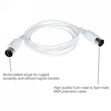 MIDI Extension Cable 5 pin male to 5 pin male Electric Piano Keyboard Instrument