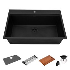 Ruvati 33" epiRock Workstation Topmount Kitchen Sink - RVG1325CK 100971 