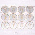 Zodiac Star Sign Gold Round Mirror Glass Coasters Metal Edge Drinks Table Mats