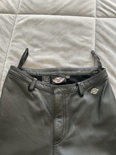 Harley Davidson Leather Motorcycle Pants Size 32/4Black Flat Front, Spandex Back