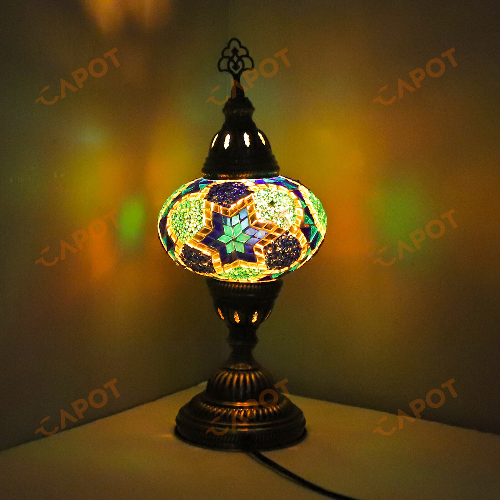 Lampe de bureau en mosaïque turque marocaine colorée Tiffany Table lit lampe