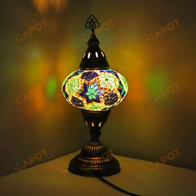 Lampe de bureau en mosaïque turque marocaine colorée Tiffany Table lit lampe - Photo 1/4
