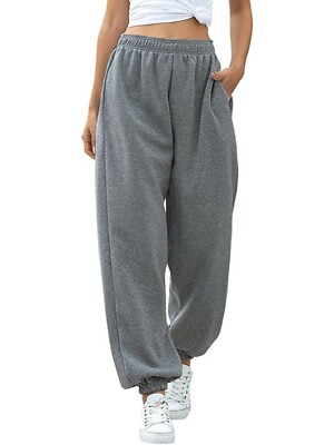 Womens Jogging Bottoms Ladies Fleece Joggers Gym Sweatpants Drawstring Trousers 