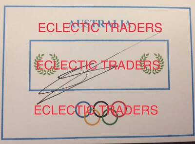 John Steffensen SIGNED Olympics card. Athletics 4x400m Athens Silver. Usain Bolt