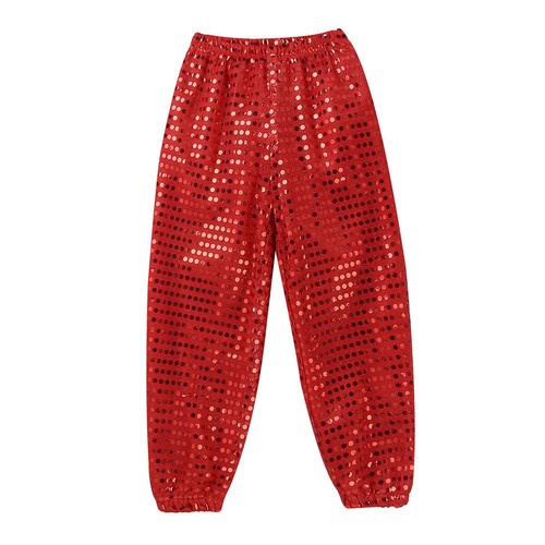 Kids Girls Boys Shiny Metallic Jogger Harem Pants Gymnastics Hip Hop Dancewear - Picture 24 of 41
