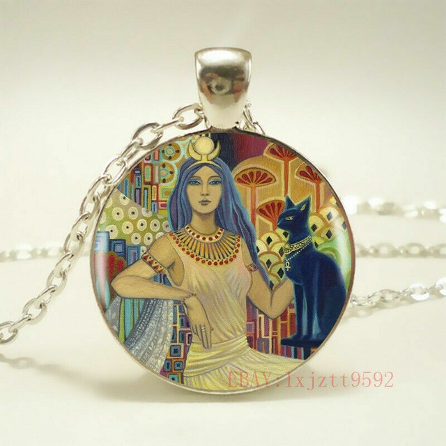 EGYPT CAT GODDESS EGYPTIAN pendant 20" Sterling Silver 925 necklace men