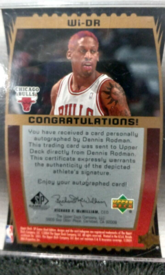 2004 Sp game used edition Dennis Rodman wood impressions trading 