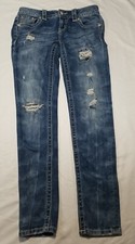 Miss Me Jeans Womens 26 Signature Skinny Embellished Rhinestones Distressed Blue