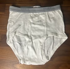 Hanes Vintage Boys Briefs White Cotton Size 12 Gray Band