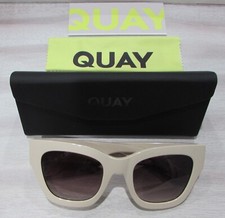 Women  s QUAY By the Way Champagne  Gold Square Frame Smoke Lens Sunglasses New
