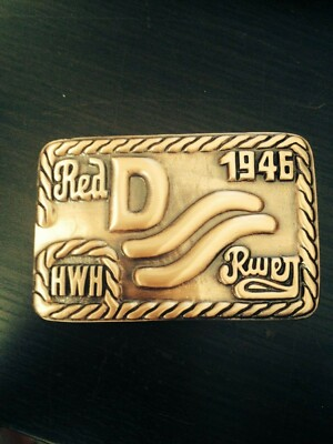 #ad John Wayne BRASS Red River D Brand Belt Buckle Movie Westerns Howard Hawks $60.00