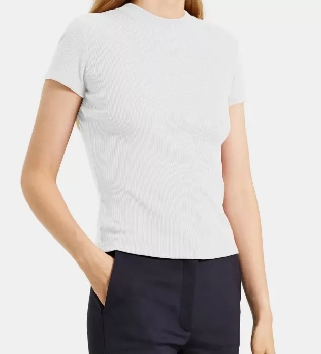 Theory Tiny Tee Compact Rib White top Size L