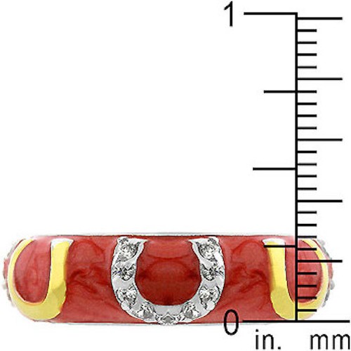 Silver Coral Enamel Ring Size 7 9 10 Eternity Band Peach Cubic Zirconia Plated - Picture 6 of 12