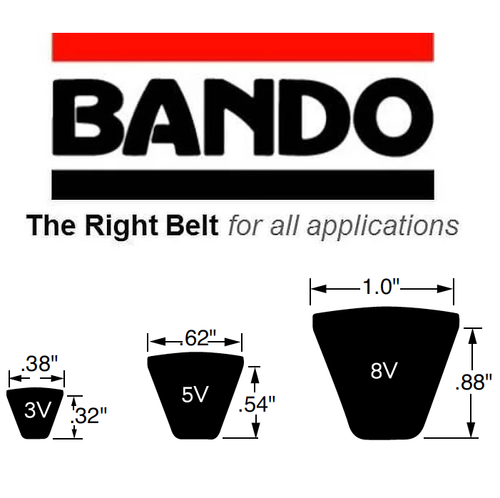 BANDO 3V1000 POWER ACE NARROW Industrial V-belt 3/8 x 100 in - Picture 5 of 6