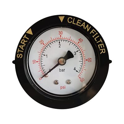 Pool Filter Pressure Gauge - Adjustable Twist Bezel, 1/4'' NPT, Back Mnt 0-60 PSI