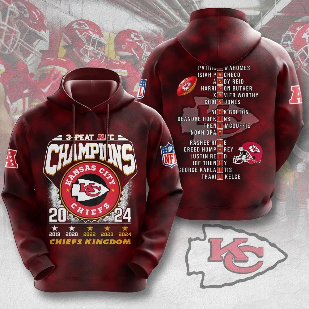 Kansas Chiefs 3D Apparel, Kansas Chiefs Game Day Football Hoodie, Kansas Chiefs Team Football Hoodie