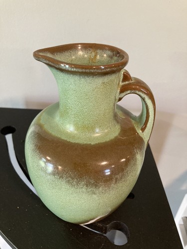 Vintage Frankoma Pottery Prairie Green & Brown 7" Pitcher / Ewer #8 - Picture 2 of 8